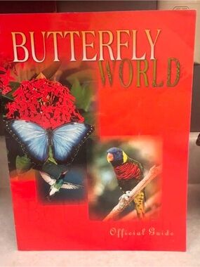 Butterfly World Official Guide - Red Cover with Blue Butterfly & Parrot